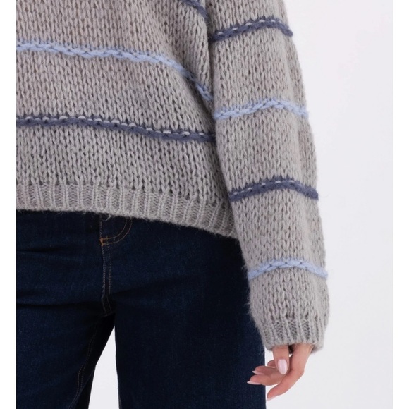 VICARIO CINQUE CREW-NECK MOHAIR SWEATER STRIPES GREY MARADA S/M oversized fit - Picture 12 of 12